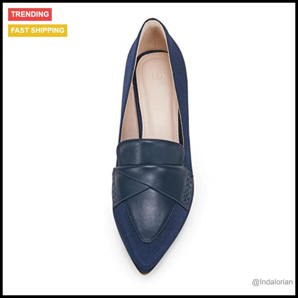 Chunky Block Low Heels Pumps Stitching Retro Work Office Dress Shoes - Picture 5 of 7